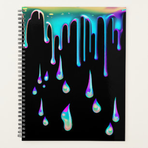Arc-en-ciel holographique goutte métal noir