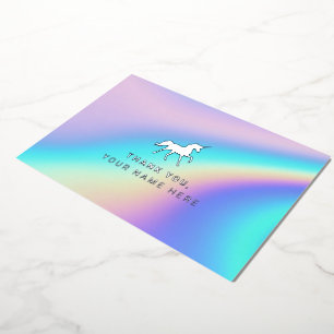 Arc-en-ciel holographique Unicorn Merci Cartes