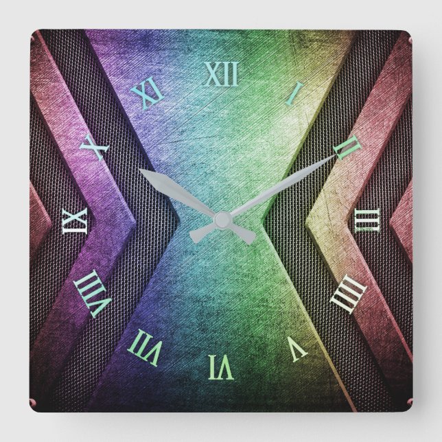 Arc en ciel horloge murale design en métal (Recto)
