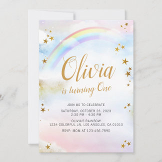 Arc-en-ciel Invitation Pastel Colorful Magie