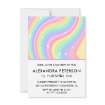 Arc-en-ciel invitations de 6e anniversaire Pastel