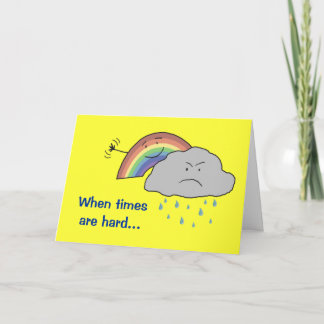 Arc en ciel joyeux derrière une carte d'encouragem