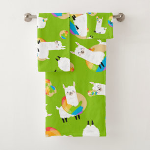 Arc-en-ciel Llama Donuts Enfants Serviettes de bai