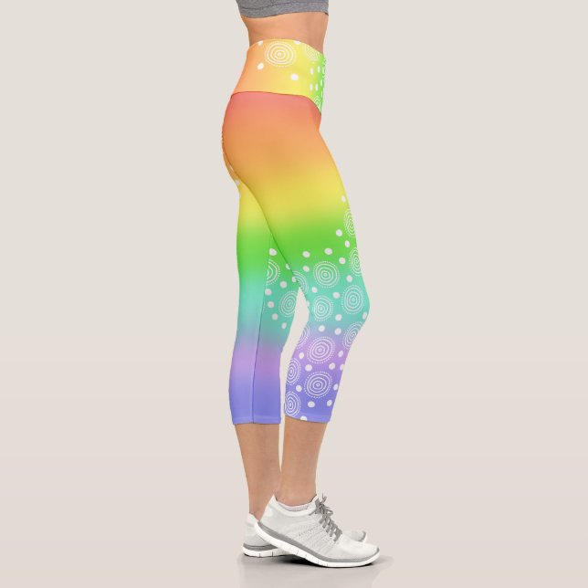 Arc-en-ciel lumineux avec cercles Capri Leggings (Droite)