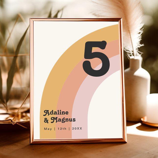 Arc-en-ciel moderne rétro 70's | Numéro de table (Créateur téléchargé)