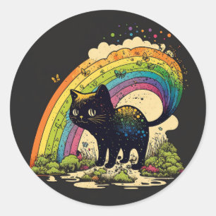 Arc-en-ciel noir chat sticker lgbtq