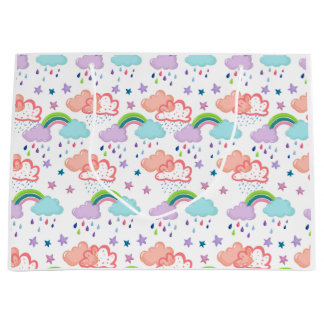 Arc en ciel, nuages et sac cadeau étoile