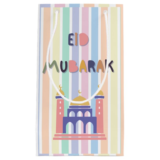 Arc en ciel Pastel Aïd Moubarak Sac cadeau Aïd (Devant)