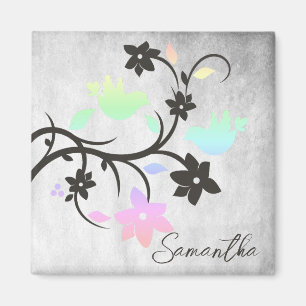 Arc en ciel Pastel Lovebirds Magnet personnalisé