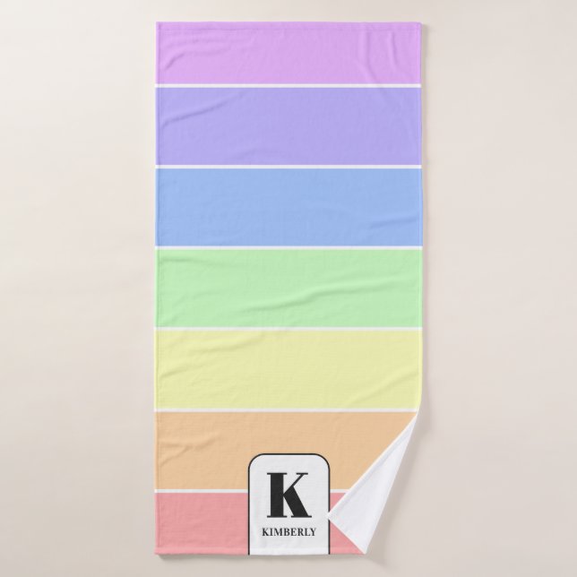 Arc-en-ciel pastel personnalisé rayures modernes c (Serviette de bain)