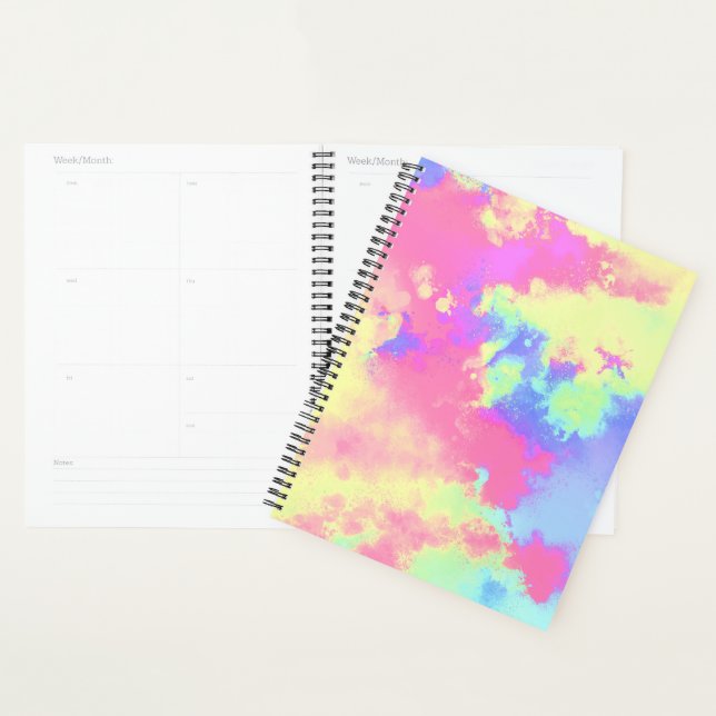 Arc en ciel Peinture effet Splatter rose jaune ble (Devant avec enveloppe)