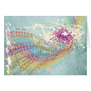 Arc-en-ciel Rétro et Notes de Musique sur une Text