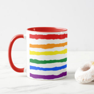Arc-en-ciel rugueux rayures café Mug