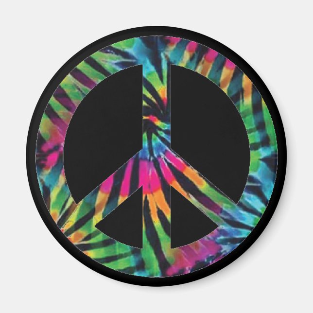 Arc-en-ciel signe de paix hippie aimant (Devant)