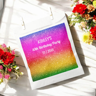 Arc-en-ciel Sparkle rose jaune Vert Faveur Sacs