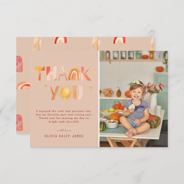 Arc-en-ciel Sunshine Boho | Merci photo (Devant / Derrière)