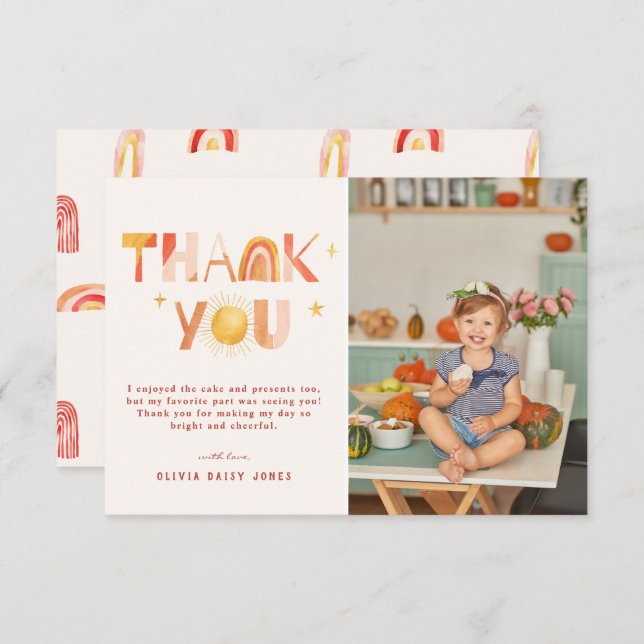 Arc-en-ciel Sunshine Boho | Merci photo (Devant / Derrière)