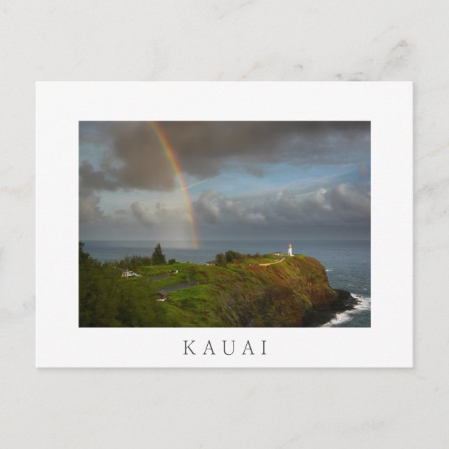 Arc en ciel sur le phare de Kilauea Carte postale  (Devant)