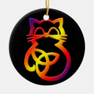 Arc-en-ciel Trinity Knot Celtic Cat Ornement