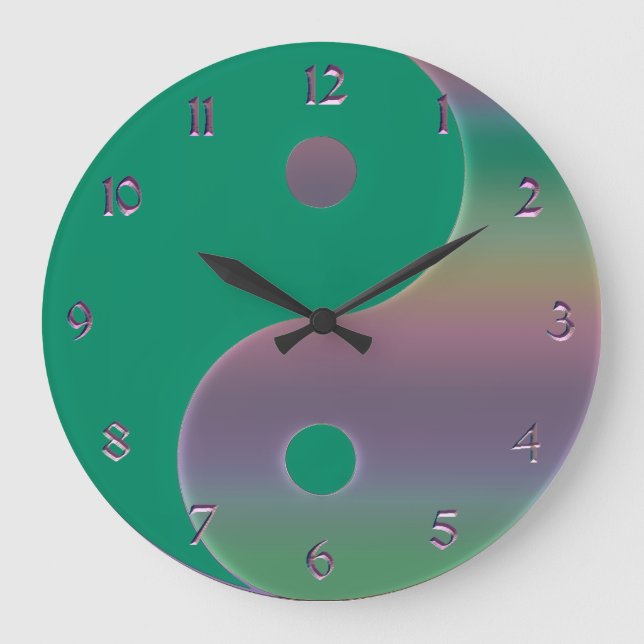 Arc-en-ciel vert et muet Yin Yang Horloge (Recto)