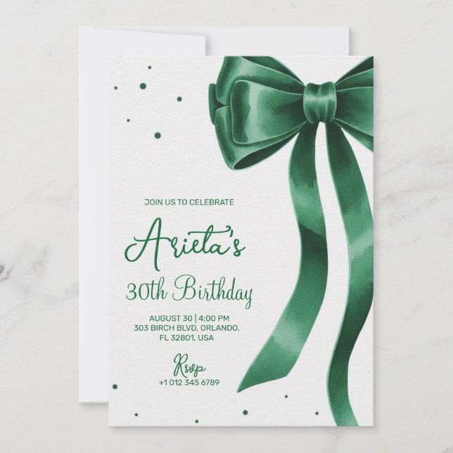 Arc en vert & écriture élégante carte d'anniversai (Devant)