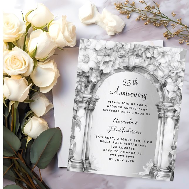 Arc floral 25e anniversaire mariage invitation (Créateur téléchargé)