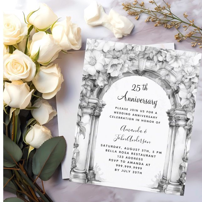 Arc floral 25e anniversaire mariage invitation (Créateur téléchargé)