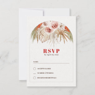 Arc floral désert tons boho terre RSVP carte