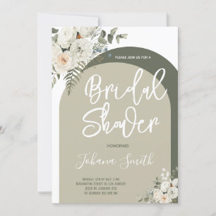 Arc gris blanc Floral nuptiale Invitation
