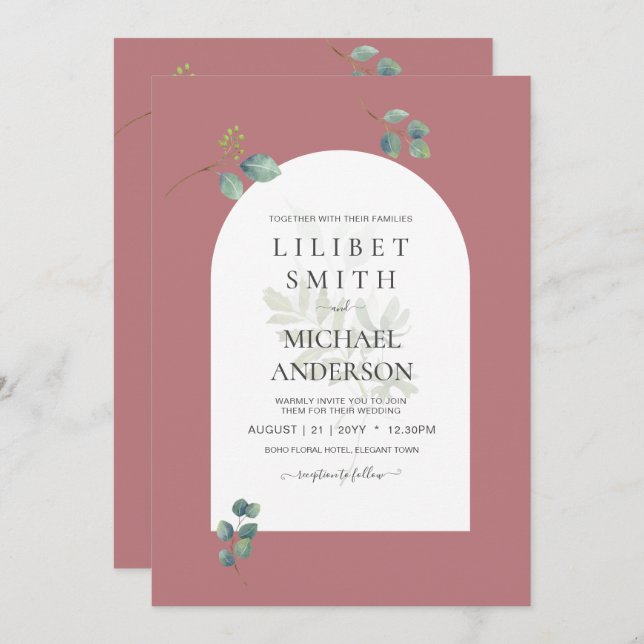 Arc Mariage Dusty Rose Eucalyptus (Devant / Derrière)