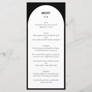 Arc minimaliste moderne noir blanc Mariage menu
