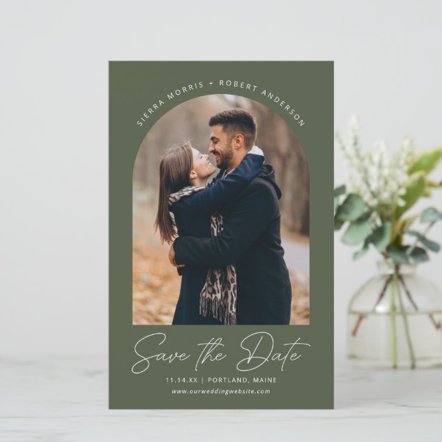 Arc moderne Enregistrer le Faire-part Mariage date (Debout devant)