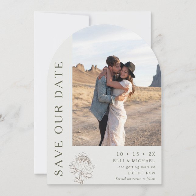 Arc Moderne Mariage Floral Enregistrer La Carte Da (Devant)