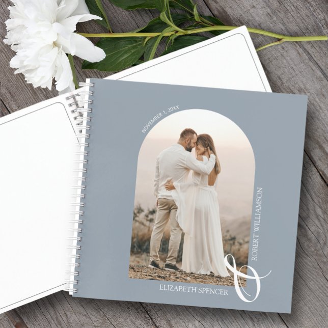 Arc photo moderne Dusty Blue Mariage livre d'hôtes (Change the pages to any of the styles available. LOTS of colors in our collection.)