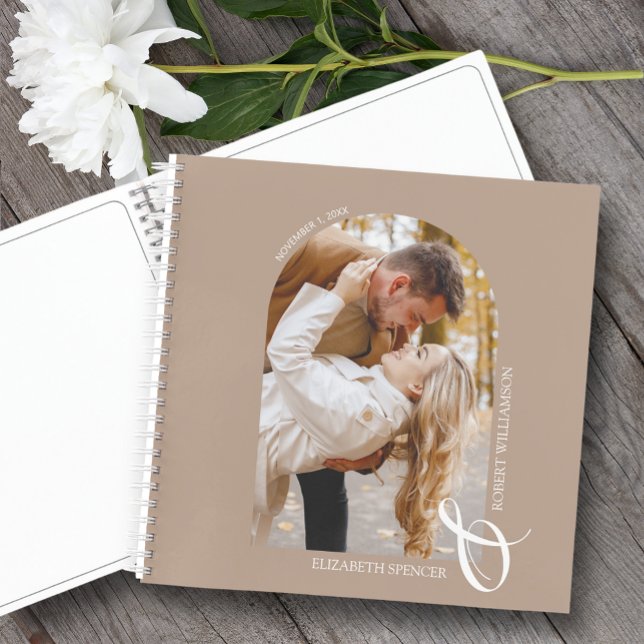 Arc photo moderne Tan Mariage livre d'invité (Change the pages to any of the styles available. LOTS of colors in our collection.)