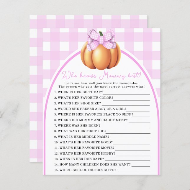 Arc rose citrouille - Qui connaît maman mieux (Devant / Derrière)