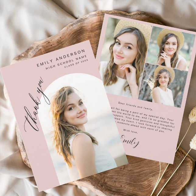 Arc rose moderne Diplômé Simple Merci photo (Créateur téléchargé)