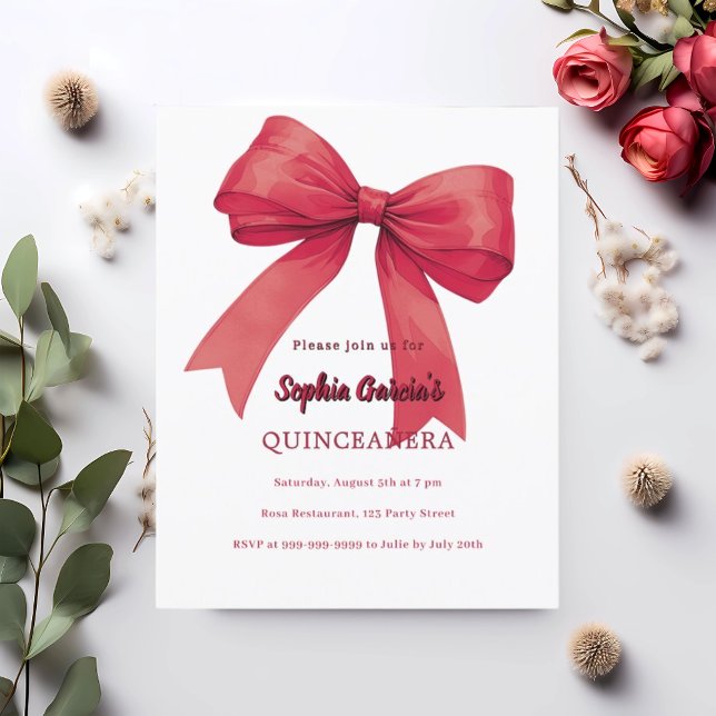 Arc rouge blanc Quinceanera invitation (Créateur téléchargé)