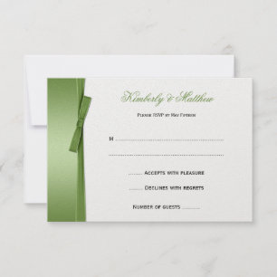 Arc RSVP de ruban de FAUX de vert de chaux