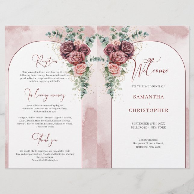 Arc rustique bordeaux broussailleux rose eucalyptu (Devant)