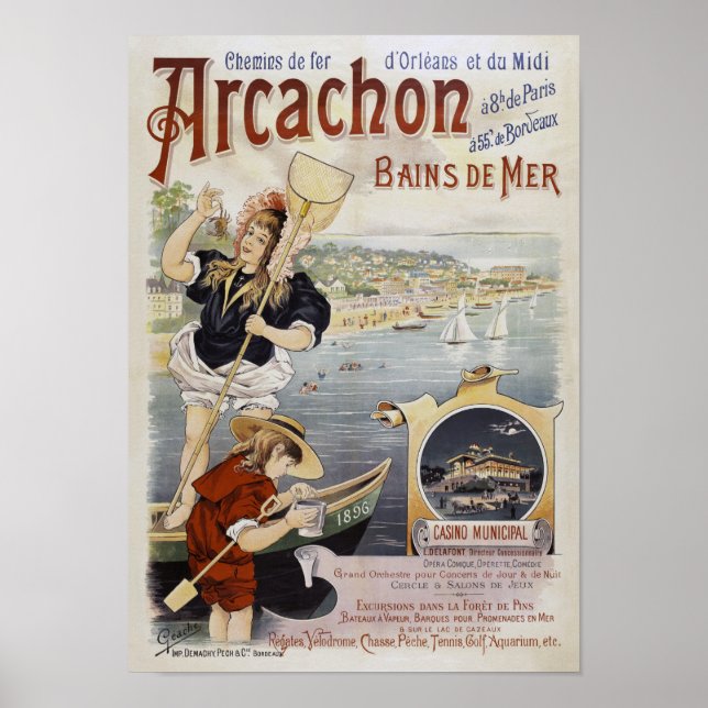 Arcachon France Poster vintage 1896 (Devant)
