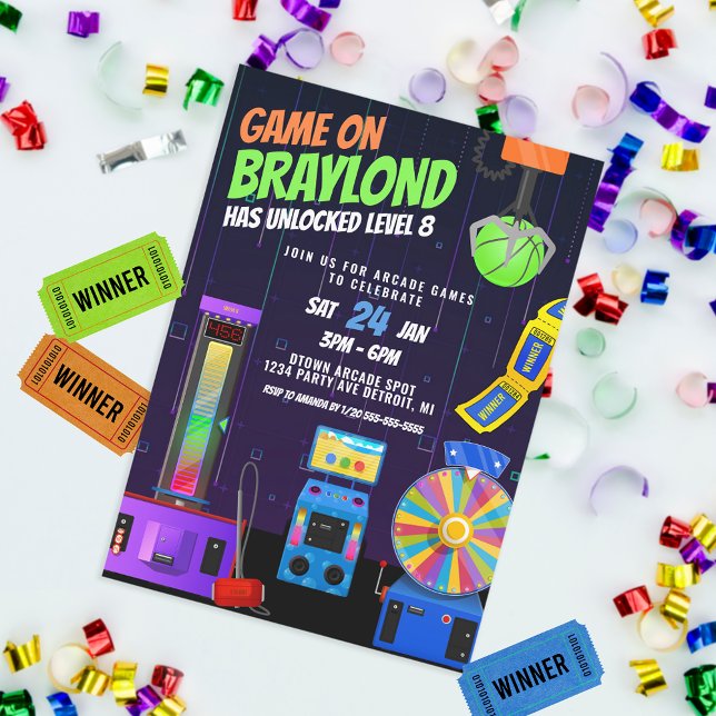 Arcade Anniversaire Fête Invitation (Créateur téléchargé)