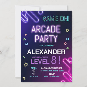 Arcade Anniversaire Invitation Gamer Invitation Je