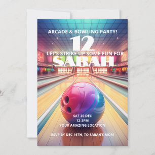 Arcade Bowling Anniversaire Invitation