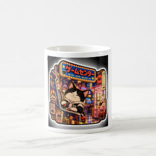 Arcade de jeux rétro Mug Chat Nuit d'arcade japo