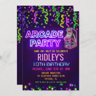 Arcade Party Anniversaire Invitation