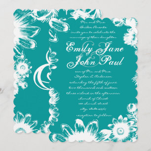 Arcadia Minty Blue Boho Floral Faire-part de maria