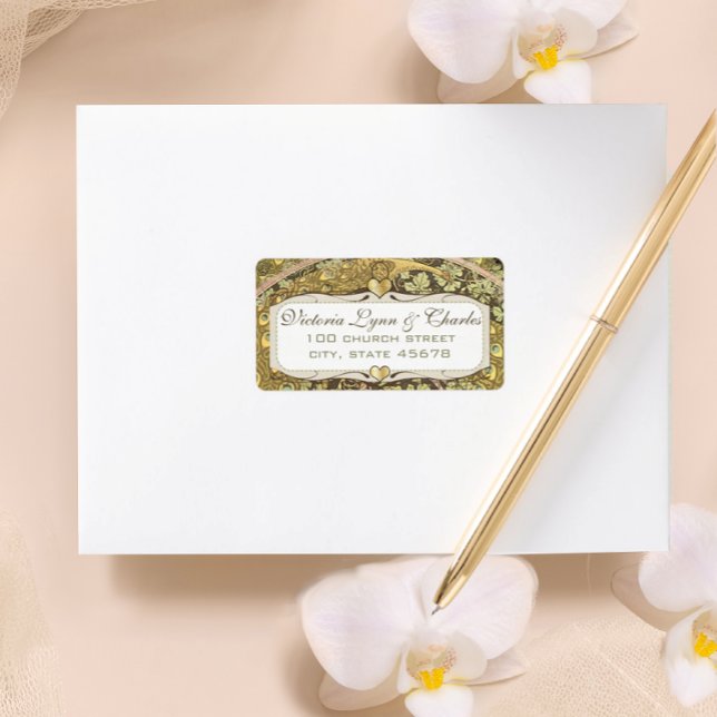 Arch Art Nouveau Vignoble Peacock Étiquettes de ad (Créateur téléchargé)