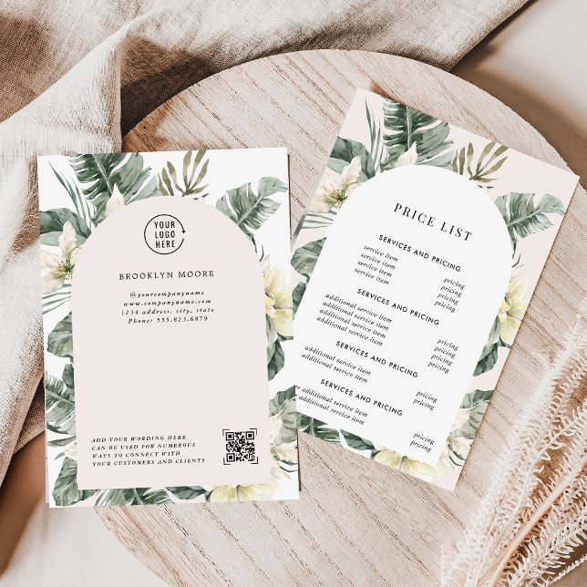 Arch Boho de verdure moderne | Carte tarifaire (Créateur téléchargé)