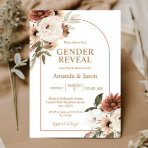 Arch Boho Floral Genre Reveillez Invitation